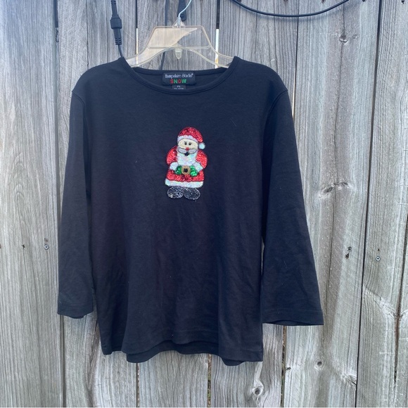 Vintage Hampshire Studio‎ SNOW embellished Santa Claus Long Sleeve PS - Picture 2 of 6